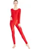 Kırmızı renkli kızlar catsuit kostümler jimnastik unitards yetişkinler uzun kollu dans unitard zentai bodysuits çocuklar spandeks tulumlar dans giysileri