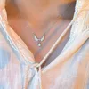 Mode Angel Wing Necklace for Women Moonstone Crystal Rhinestones Pendant Valentine's Day