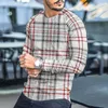 Mens Sweaters Tshirt Long Sleeve Slim Top Cotton Blend Men Stripe Plaid Print Male Pullover Sweater for Autumn Men clothing Casual Streetwear 220829