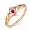 Bande Anneaux Couronne Pour Les Femmes Cristal Zircon De Mariée De Mariage Bijoux De Mode Délicat Femme Or Sier Promise Engagement Vipjewel Dh74E