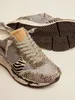 Shoe low-top Italian handmade Running Sole mesh and animal-print pony leather sneakers