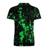 MEN039S POLOS GREEN NEON PAINT SPLATTER CASUATSHIRTS ABSTRACT GRAFFITI SHIRTS TULD DOWN TOWN DOWN OLLAR NOVELTY SHIRT SUMMER MENS SH836475861297