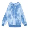 Damen Hoodies Sweatshirts Mode Unisex Mantel Tie Dye Print Seitentaschen Herbst Langarm Reißverschluss Kordelzug Kapuzenpullover