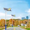 296W Solar Street light 2129LM High brightness Outdoor Waterproof Microwave Sensor Split LED Road light with remote control and pole