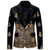 Men's Suits Men's & Blazers Men's Luxury Blazer Costume Stage Jacket Suit Male Velvet Gold Thread Embroidered Dress Nightclub