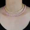 Chains Iced Out Hiphip Bling 5A Cubic Zirconia Paved Miami Cuban Link Chain Choker Necklaces For Women Fashion Adjustable Party Je6280701