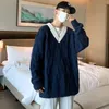 Pulls hommes mode japonaise Vneck collège adolescents beau tricot Plaid Allmatch Ins chaud Streetwear confortable 220822