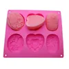 크래프트 도구 둥근 심장 모양 꽃 6 캐비티 실리콘 비누 곰팡이 제조 케이크 로션 바 DIY 초콜릿 형태 크래프트
