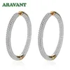 925 Silver 34mm 18k Gold Circle Hoop Earrings for Women Fashion Wedding Jewelry