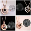 Livraison directe nouveau or Rose 100 langues je t'aime Projection pendentif collier romantique mémoire cadeaux de mariage