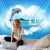 Cool 3D Animal tapisserie dauphin Art tenture murale salon décor artisanat mandala décoratif mince couverture Yoga J220804