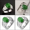 Z bocznymi kamieniami sier pierścienie dla kobiet drobna biżuteria zielony pierścień chrysoprazy prezent Jade Drop dostawa 2021 Yydhhome DHF9S