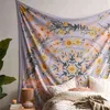 Startseite Böhmischer Mandala-Teppich Wandbehang Blumenpflanzendruck Psychedelischer Wandteppich Wohnzimmer Schlafzimmer Einrichtungswandbild J220804