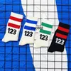 2022 new rrr123 socks stripe medium tube cotton socks Chaogao Street sports socks ins men and women