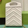 Mini bolsa Marmont com alça superior Couro preto matelassê chevron Ferragens em tom dourado antigo Duplo G Feminino Bolsas tiracolo Clássica Luxo Vintage Ombro w8vw#