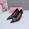 Size 34-42 Fashion Luxury Designer Black And White Women's Shoes Leather High Heel Pointed Toe Shoes 7cm