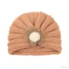 0-3t wollen gebreide warme hoed voor pasgeboren baby tulband gehaakte gebreide schattige beanie bloemhoed baby peuten massieve pullover cap