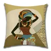 Ragazza africana Lady Pittura a olio Cuscino decorativo Donne nere Decorazione domestica di arte Divano Federa per cuscino in lino 220816