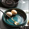 Bowls Japanese Creative Ceramic Tableware Household Shallow Round Bowl Ramen Soup Fruit Dessert Drop Delivery 2021 Home Gard Yydhhome Dhql0