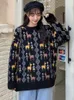 Giyim Setleri Sonbahar Vintage Kadınlar Sevimli Kazak Kawaii Nakış Kızlar Örme Jumper Kış Gevşek Kadın Külot Baskı Bayanlar Örgü Knitwearclo