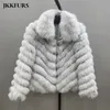 CASACO de Pele Winter Gruba ciepła futrzana kurtka dla kobiet prawdziwa kardigan odwracalna kurtka Longsleeve Bubble Kurtki S4829 220822