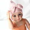 0-24M gaufré Crochet tricoté bonnet pour bébé fille nouveau-né grand arc chaud hôpital chapeau nouveau-né Turban bébé triangulaire sorcière casquette