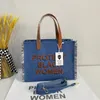Sac fourre-tout de grande capacité à la mode, sac en Denim brodé avec lettres d'automne pour femmes