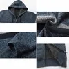 FALIZA Striped Mens Sweater Coat Thick Fleece Warm Zipper Wool Hooded Cardigan Jumpers Men Long Sleeve Knitted Sweaters MXY110 220822