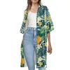 Women's Knits Tees Cardigan Kimono polinesiano Tribal Green Pineapple And Flowers 2022 Fashion Casual Spring Womens Trench Coat con motivo floreale