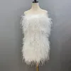 Spring Winter Fashion Long Ostrich Dress Women Wedding Natural Turkey Feather Gilet Long Hair Lady Fluffy Wrap S4082 220822