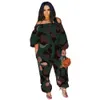 زائد الحجم النسائي البليصة النمط النمط المطبوعة Onepiece Phemsuit Romper Autumn Cloths4808510