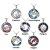 Collier arbre de vie dauphin/pie/éléphant/tortue/pingouin collier cercle multicolore cristal pendentif famille bijoux