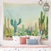 Boho Decor Fiori Cactus Motivo Tappeto Mobili da parete Tende diffuse Soggiorno Decorazione Sfondo Panno Macrame J220804