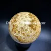 Boule de sphère d'agate de corail agatisée naturelle, artisanat, chrysanthème fossile, orbe de Jade