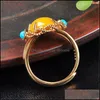 With Side Stones Natural Baltic Amber Sier Rings Adjustable Mens Women Blood Fashion Jewelry Accessories Gifts Ladies Beeswa Yydhhome Dhyi9