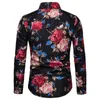 Chemises décontractées pour hommes Slim Chemise à fleurs à manches longues pour hommes Mode Hawaiian Vintage ClothesMen's