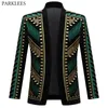 Luxe Africain Broderie Cardigan Blazer Veste Hommes Châle Revers Slim Fit Rayé Costume Jacktes Mâle Parti De Bal Costumes De Mariage 220822