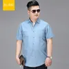 Casual shirts voor heren zomer mannen denim korte mouw camisa sociale hombre manga corta 5xl 6xl 7xl 8xl plus size jeans shirt streetwearmen's