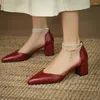 Robe chaussures été femmes pompes chaîne perle talons hauts dames fête bout pointu jaune noir rouge abricot sandales robe