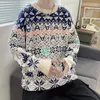 Gedruckt Pullover Männer Vintage Gemütliche Lose Oneck Pullover Herbst Winter Warme Jumper Koreanische Stil Ropa De Invierno Männer Chic 220822