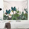 Tropical Jungle Animal Tapestry Retro Wall Covering Palm Tree Flower Pattern Background Cloth J220804