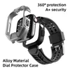 TPU Smart Watch Band Edelstahlgehäuse für Apple Watch Schutzhülle 44 mm 45 mm Herrenarmbänder kompatibel mit iWatch Series 4 5 6 7 8 SE