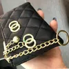 キッズレターコイン財布カードバッグ女性ガールブラックジッパーレザー格子縞のバッグとスタンプ最高品質のアクセサリー