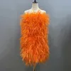 Spring Winter Fashion Long Ostrich Dress Women Wedding Natural Turkey Feather Gilet Long Hair Lady Fluffy Wrap S4082 220822