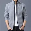 MENS FLEECE CARDIGAN Sweater Fallwinter Thermal Jacket Zip Knit Sweater Trend Casual Jacket Plus Size M4XL 220822