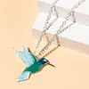 Mode kolibri hänge halsband söt blå emaljfågel hänge brud bröllop fest jubileum