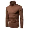 Pull à col roulé à manches longues pour hommes, coupe cintrée, couleur unie, sous-vêtement thermique tricoté, 220822