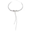 Collar de cadena de cristal de Color plata brillante, gargantilla de lujo para fiesta de boda nupcial, joyería