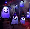 LED Halloween Decoratie Flashing Light Gypsophila Ghost Festival Dress Up Gloeiende Wizard Ghost Hat Lamp Decor Hanging Lantern SN6801