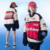 Oversized Racer Jacket Letters Borduren Varsity Jacket Heren Winter Warm Losse Racing Jacket Unisex Streetwear Mode 220822